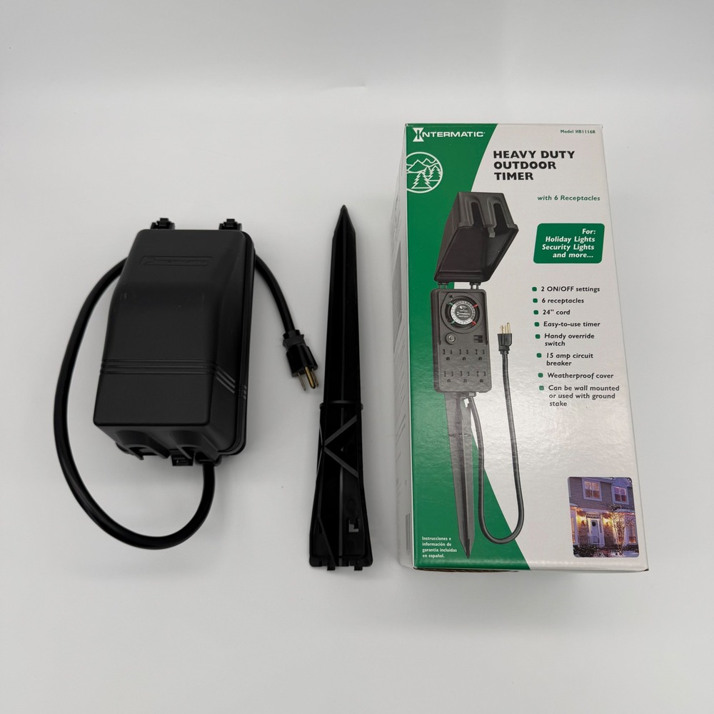 Intermatic Heavy Duty Outdoor Timer HB1116R w/ 6 Receptacles Weatherproof